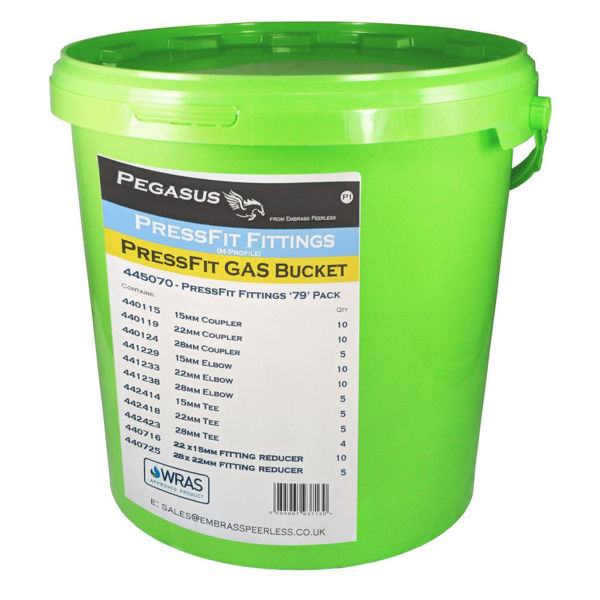 Pegasus Gas Pressfit Fittings Pack Bucket