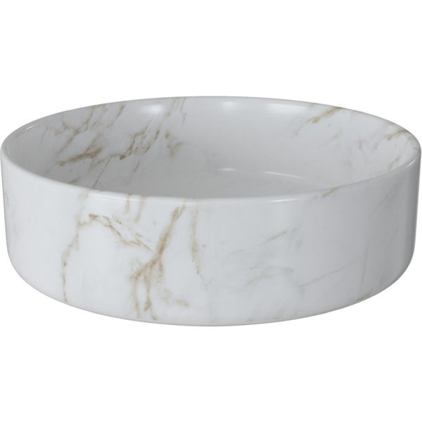 Picture of <3 Button 355mm Ceramic Round Washbowl & Waste - Marble Effect