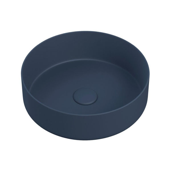 Picture of <3 Button 355mm Ceramic Round Washbowl & Waste - Matt Deep Blue