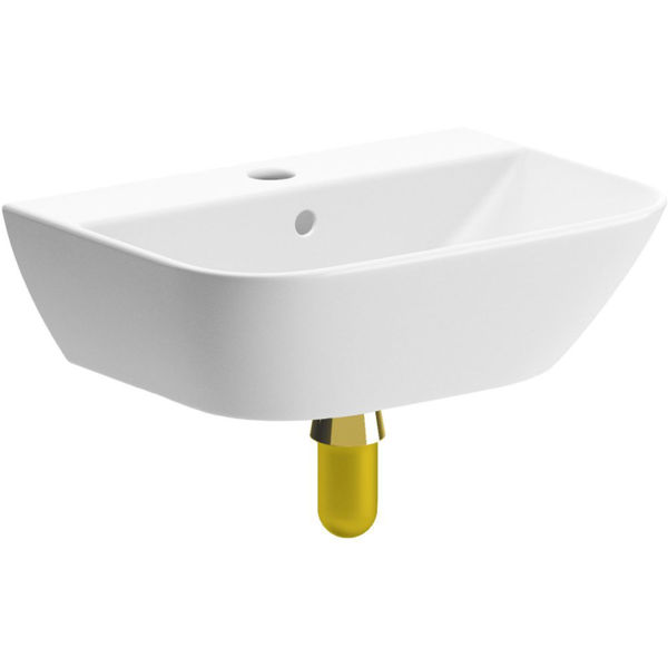 Picture of <3 Abelia 450x320mm 1TH Cloakroom Basin & Brushed Brass Bottle Trap