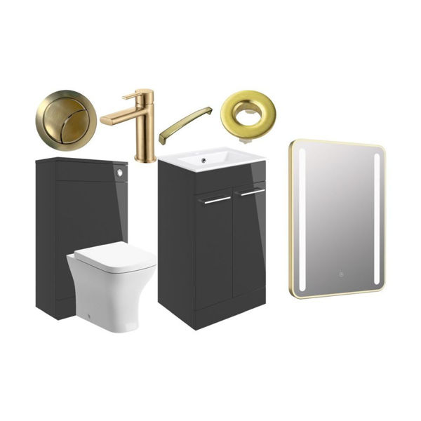 Picture of <3 Pear 510mm F/S Furniture Pack - Anthracite Gloss w/Brushed Brass Finishes