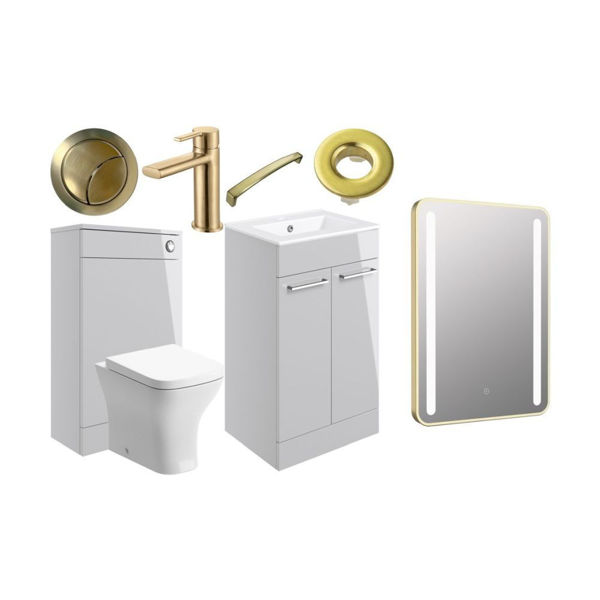 Picture of <3 Pear 510mm F/S Furniture Pack - Grey Gloss w/Brushed Brass Finishes