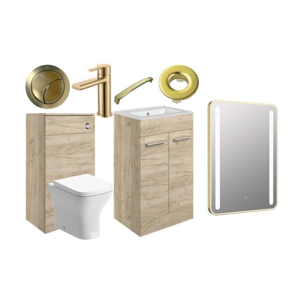 Picture of <3 Pear 510mm F/S Furniture Pack - Oak w/Brushed Brass Finishes