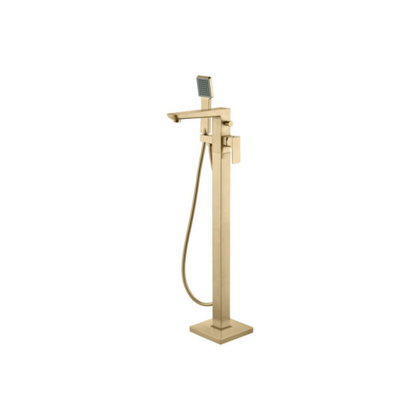 Picture of <3 Indigo Floor Standing Bath/Shower Mixer - Brushed Brass