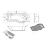 Picture of <3 Jubilee P Shape SUPERCAST 1700x850x560mm 0TH Shower Bath Pack (RH)