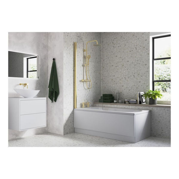 Picture of <3 1400mm Square Bath Screen - Brushed Brass