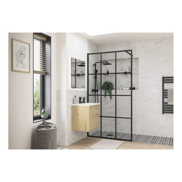 Picture of <3 Apricot 1000mm Framed Wetroom Panel - Black