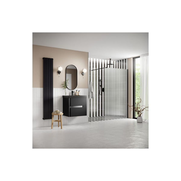Picture of <3 Apricot 1000mm Fluted Wetroom Panel & Support Bar - Black