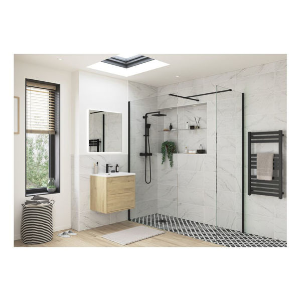 Picture of <3 Apricot 800mm Wetroom Side Panel & Arm - Black
